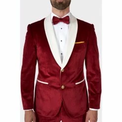 OppoSuits Suits & Blazers Velvet Vibes, Red Velvet Mens Tuxedo