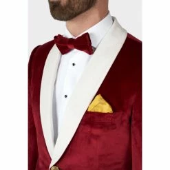 OppoSuits Suits & Blazers Velvet Vibes, Red Velvet Mens Tuxedo