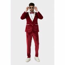 OppoSuits Suits & Blazers Velvet Vibes, Red Velvet Mens Tuxedo