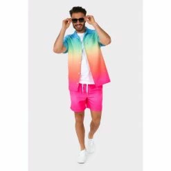 OppoSuits Retro 90's Funky Fade Mens Summer Combo Shirt And Shorts Suits & Blazers